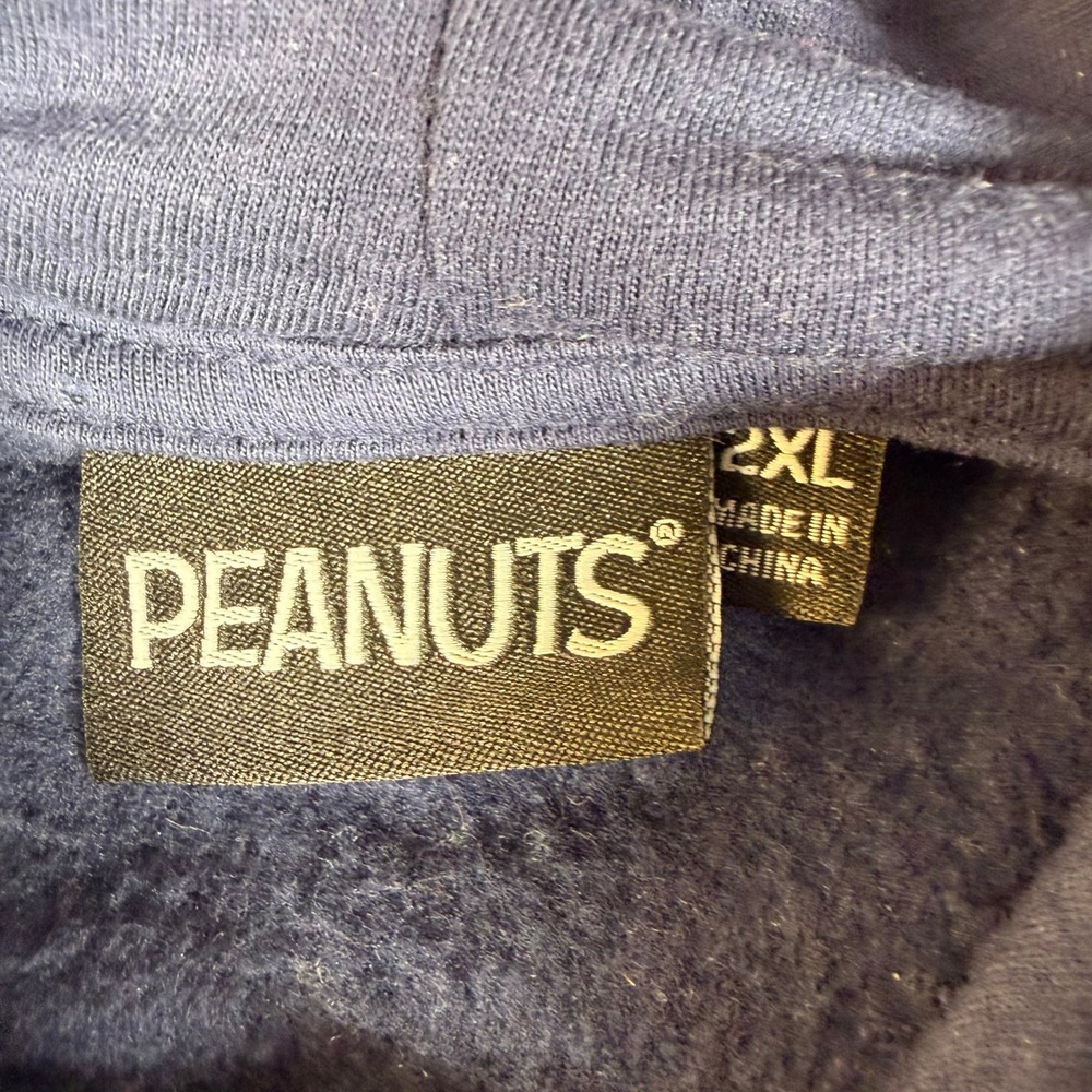 Peanuts Snoopy Blue Hoodie Mens 2XL Puffer Jacket Graphic Chenille Patch #3772 - Picture 6 of 10